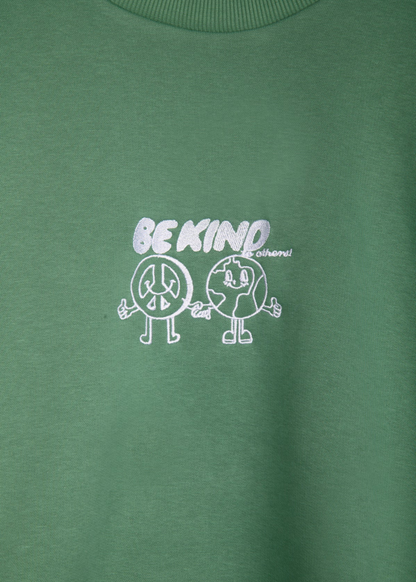 24COLOURS - ‘Be Kind to Others’ Green Embroidered Sweater