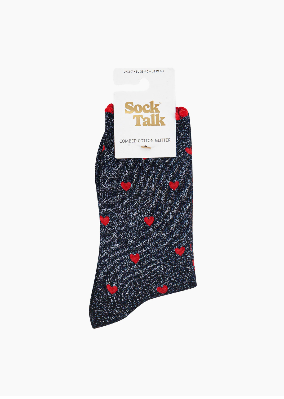 Sock Talk - Navy Blue Glitter Love Hearts Socks
