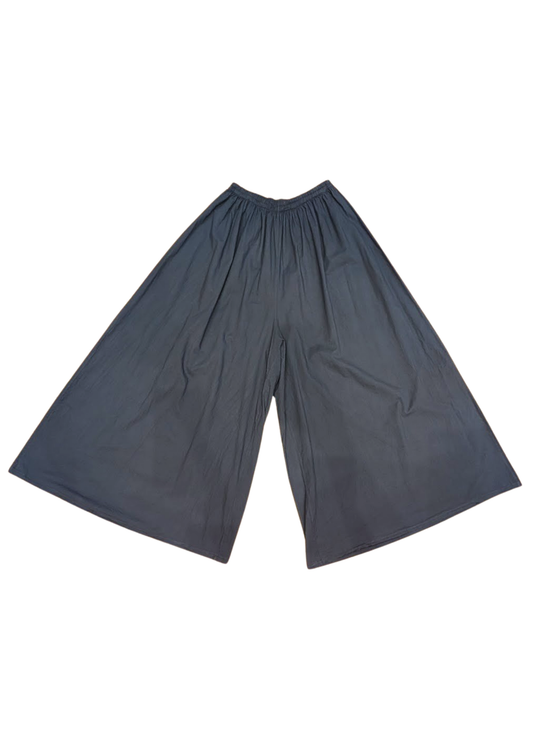 The Edit - Wide Leg Cotton Palazzo Pants in Midnight Blue