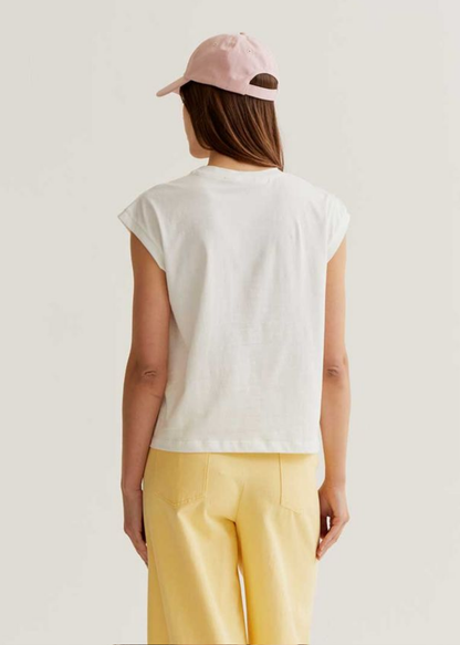 Compañia Fantastica - White T-Shirt with Tulip Cat Print
