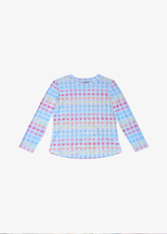 The Edit - Rainbow Gingham Mesh Top