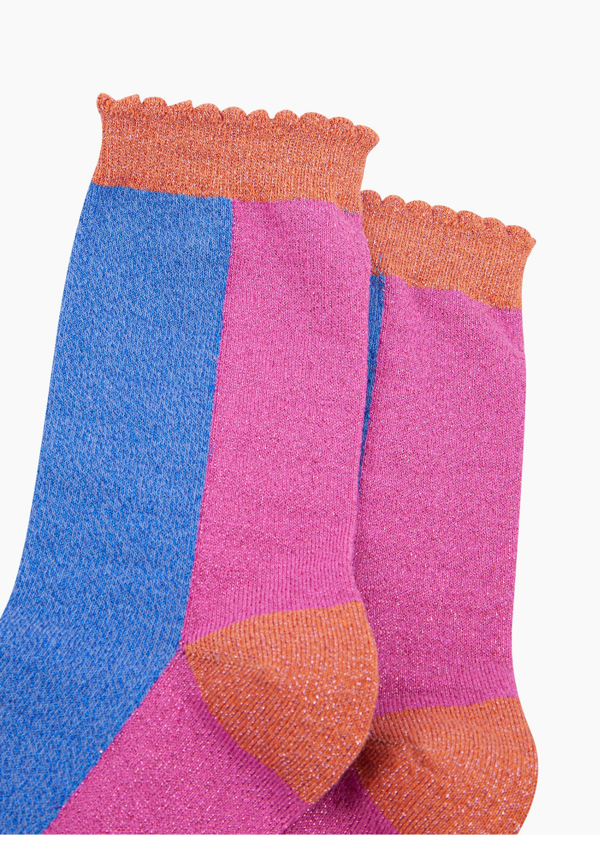 Sock Talk - Blue & Pink Colourblock Glitter Socks