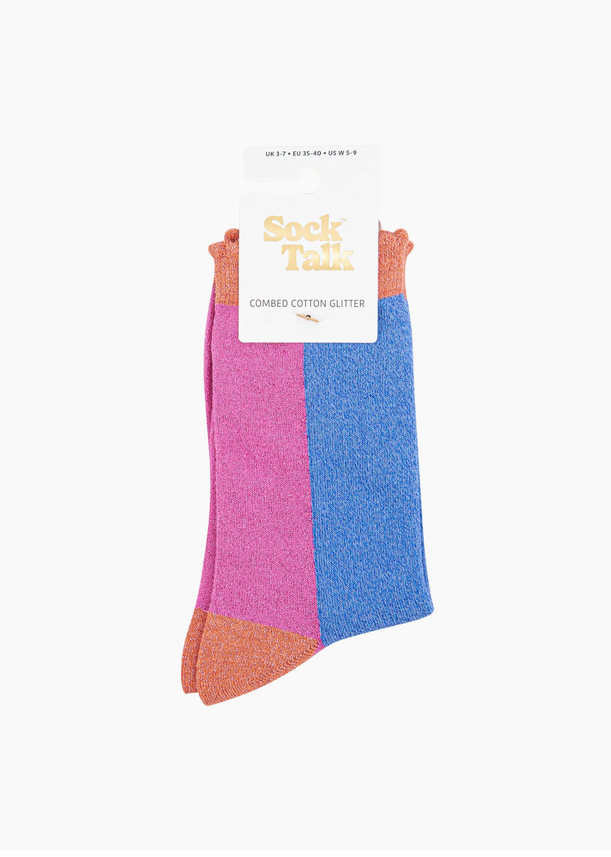 Sock Talk - Blue & Pink Colourblock Glitter Socks