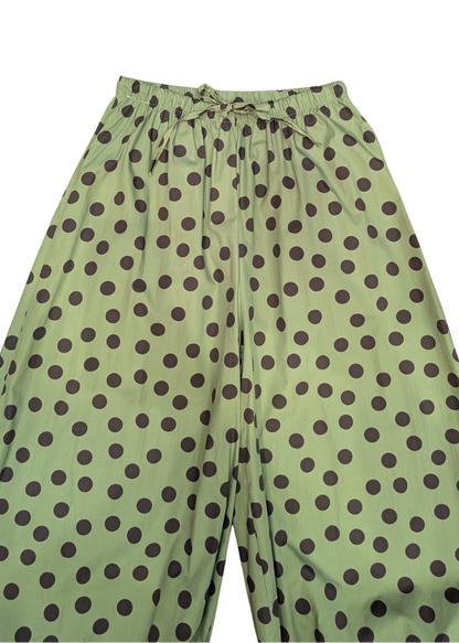 The Edit - Green & Brown Polka Dot Cocoon Trousers