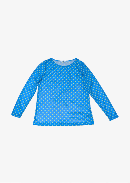 The Edit - Blue and Green Spot Mesh Top