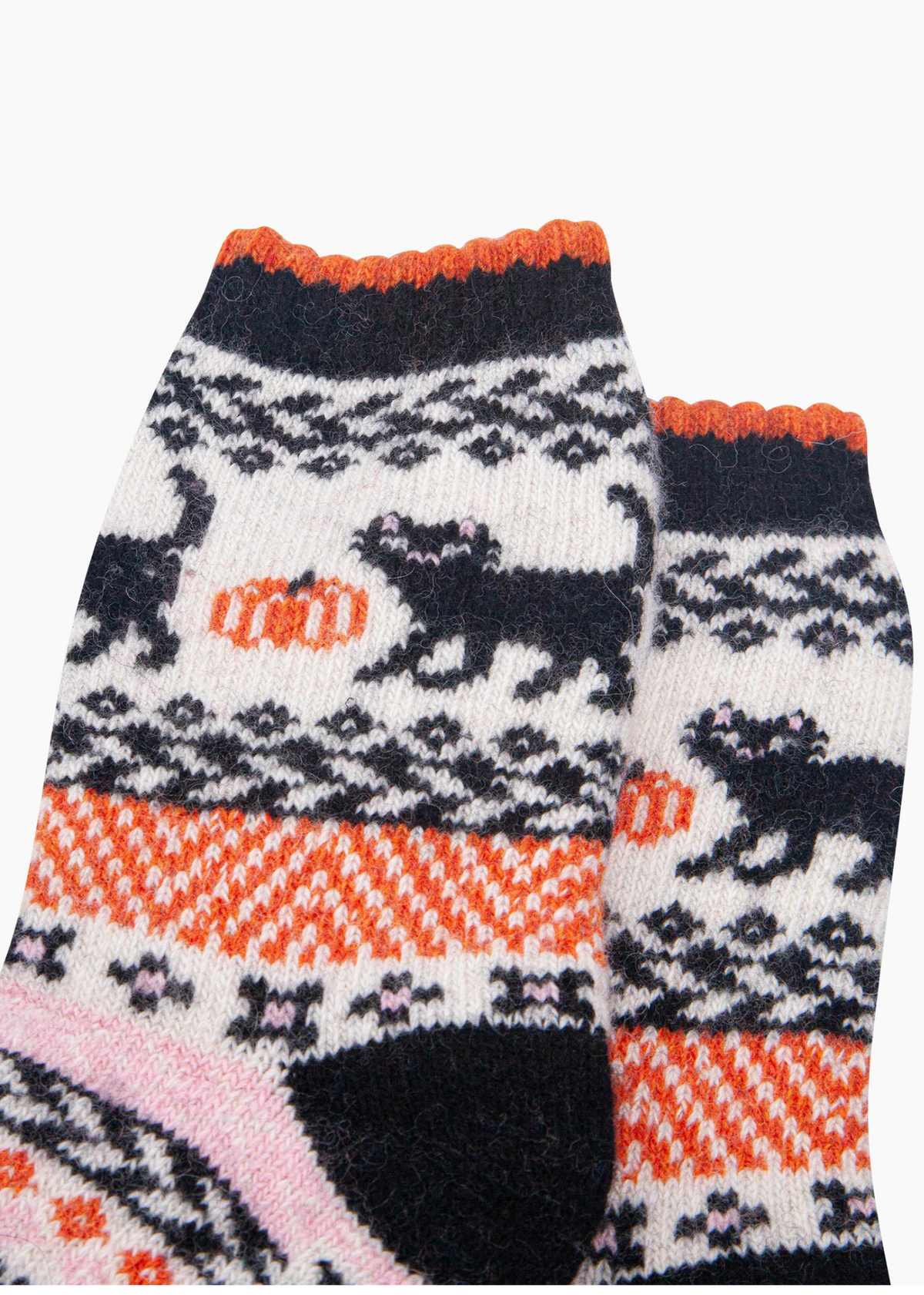 Sock Talk - Black Cat & Pumpkin Thick Wool Blend Socks