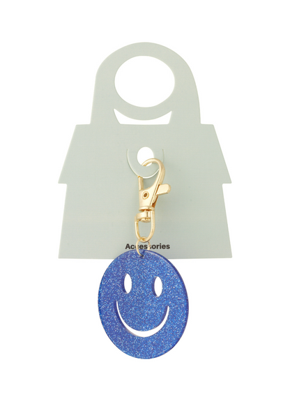 The Edit - Blue Glitter Smiley Face Keyring