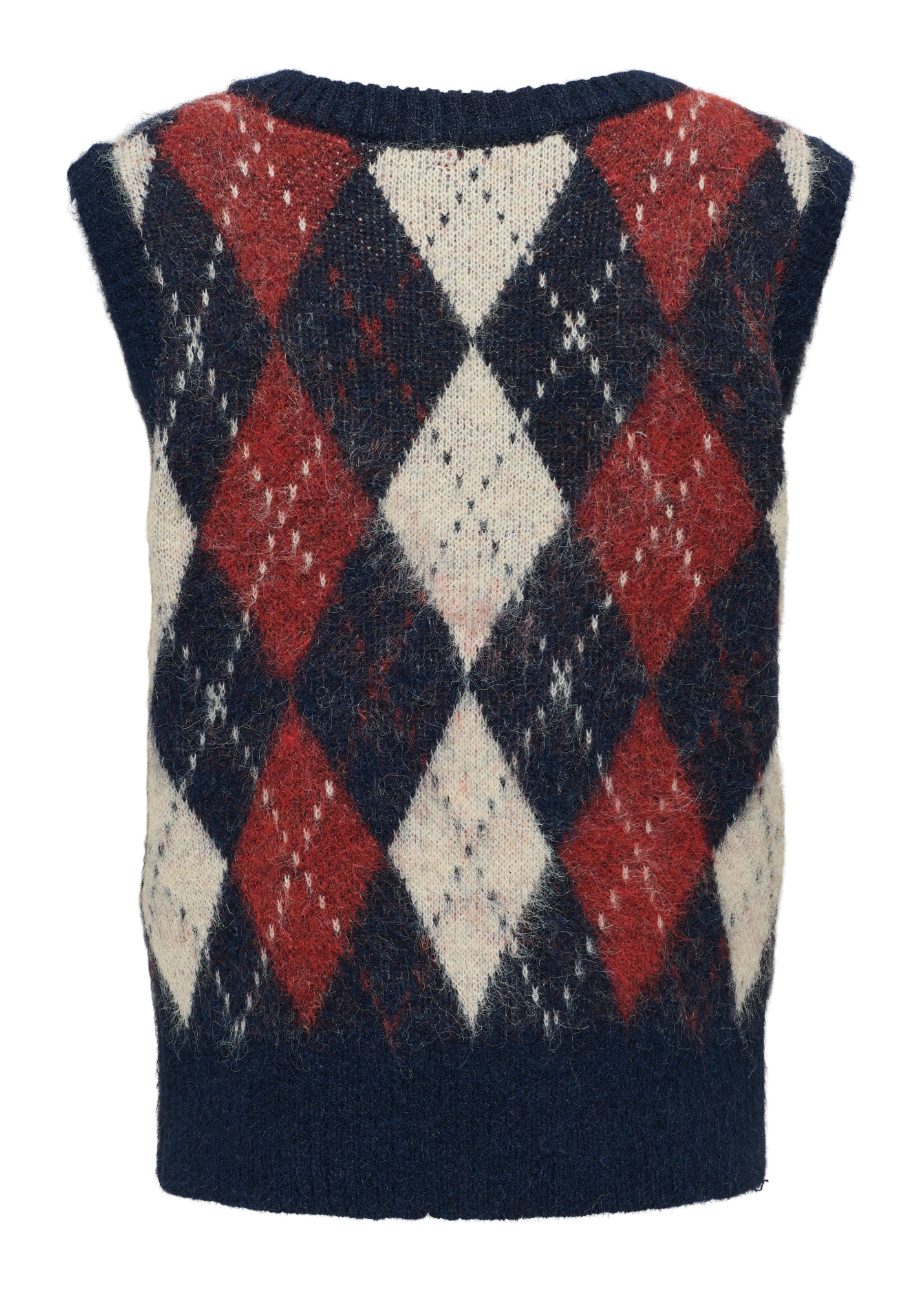 Only - Argyle Knit Vest in Navy and Red
