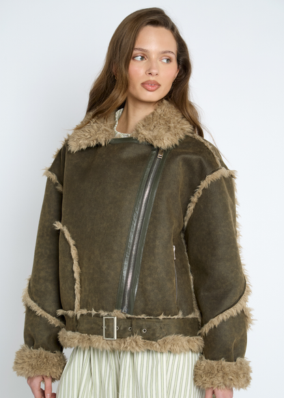 Daisy Street - Suedette Faux Fur Lined Coat