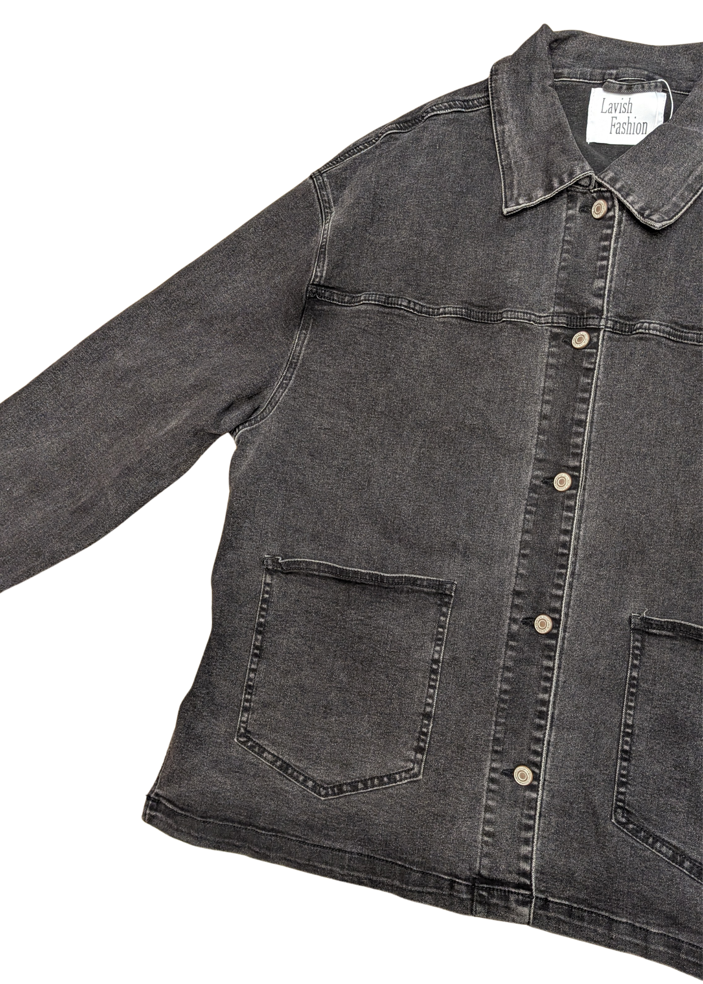 The Edit - Oversized Black Stretch Denim Work Jacket