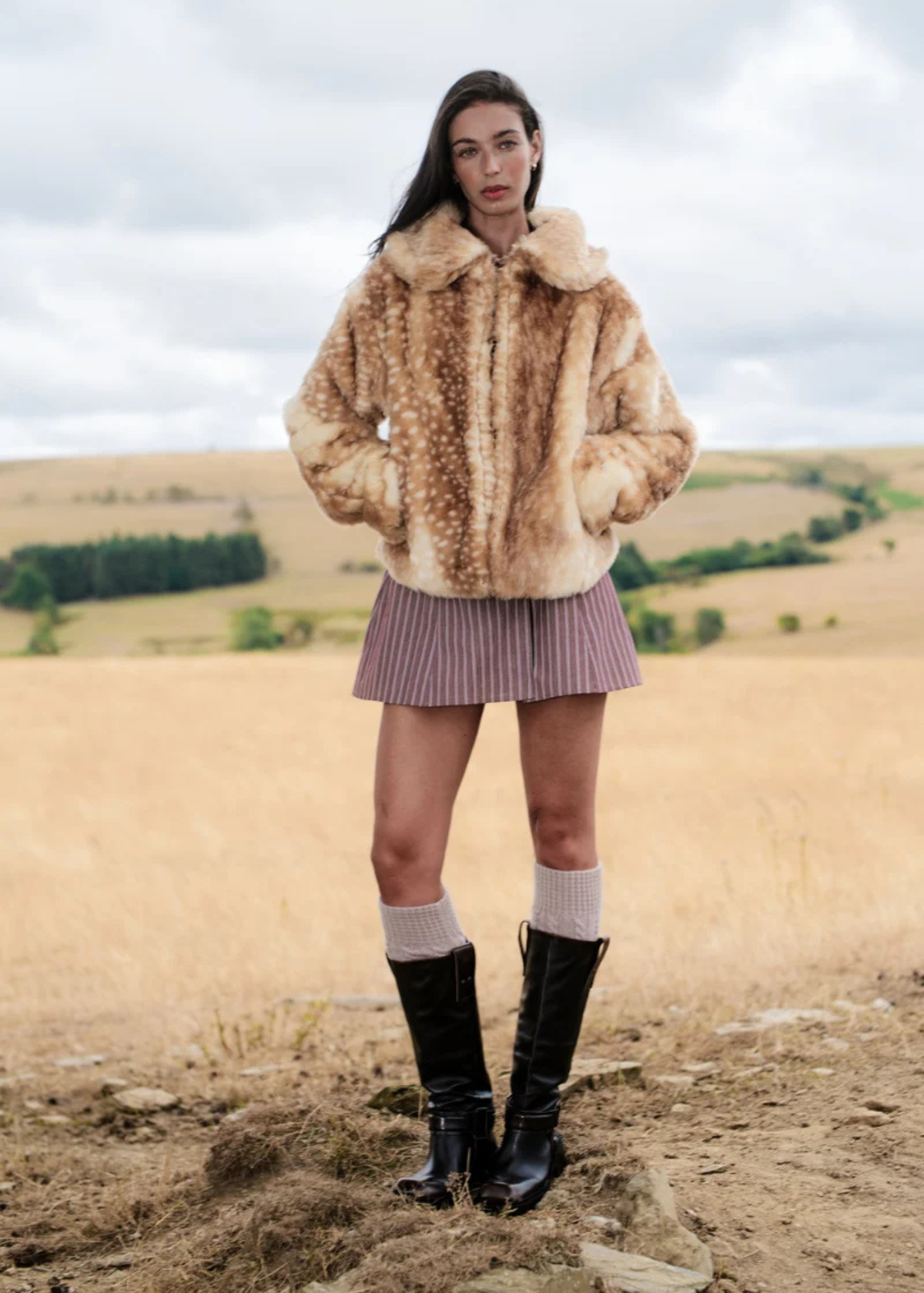 Daisy Street - Faux Fur Fawn Jacket