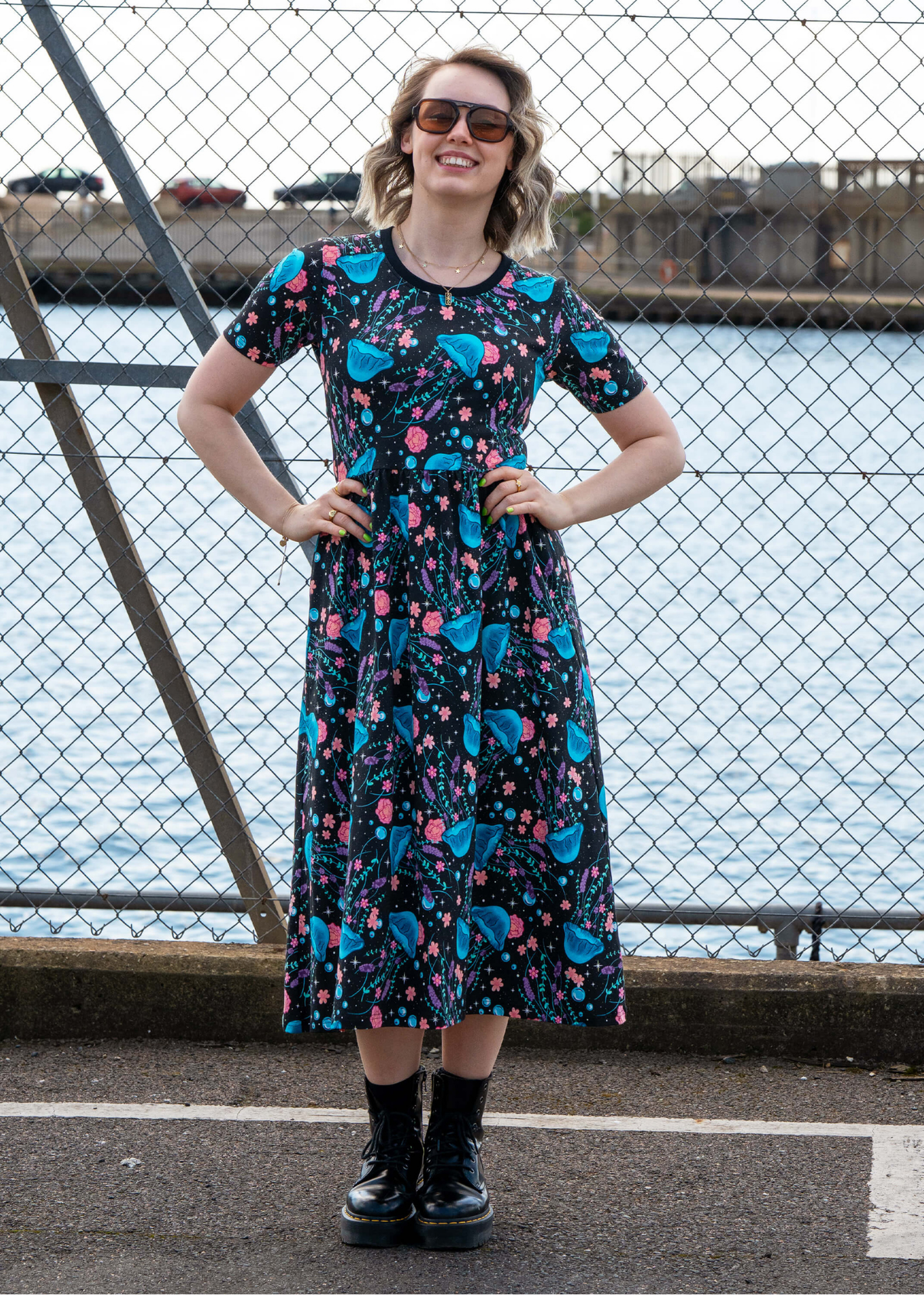 Rebel Romance - Floral Jellyfish Midi Stretch Dress