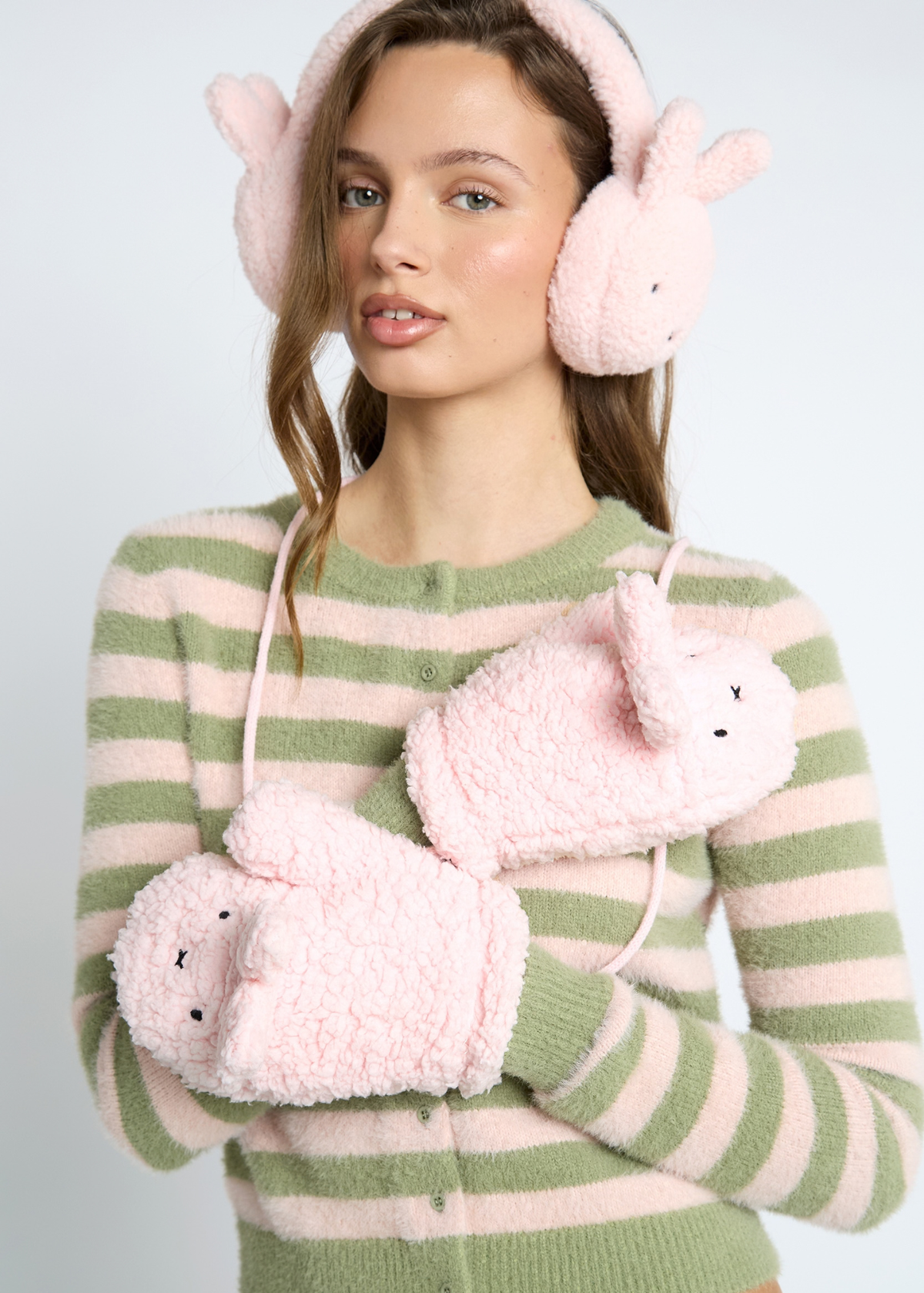Daisy Street - Miffy Borg Mittens in Pink