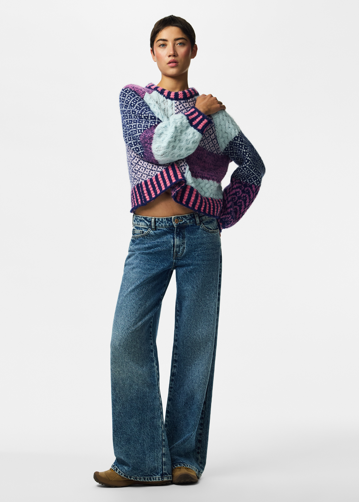 Pieces - Purple Stripe Mismatch Jumper
