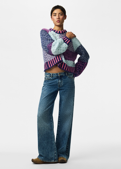 Pieces - Purple Stripe Mismatch Jumper