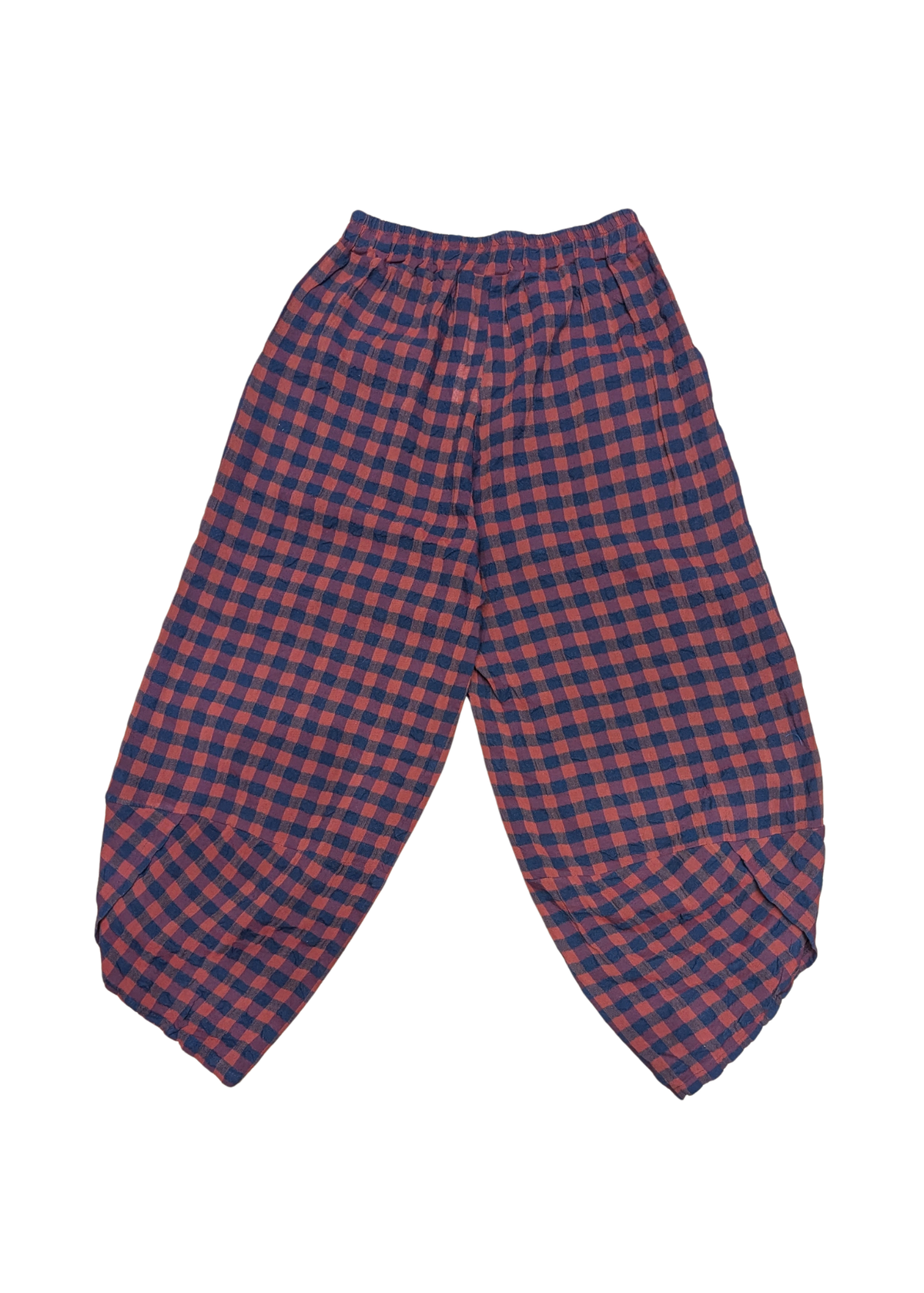 The Edit - Red & Blue Checked Gingham Tulip Cocoon Trousers