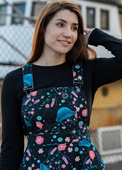Rebel Romance - Floral Jellyfish Stretch Flared Pinafore
