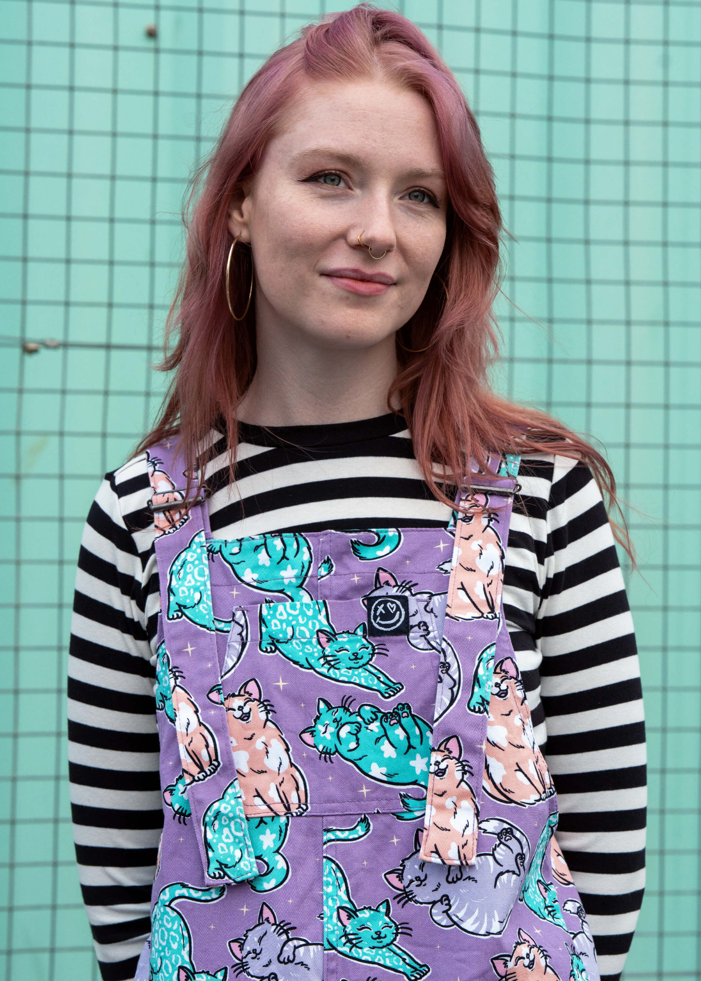 Rebel Romance x Abi Perry - Purrfect Cats Stretch Dungarees