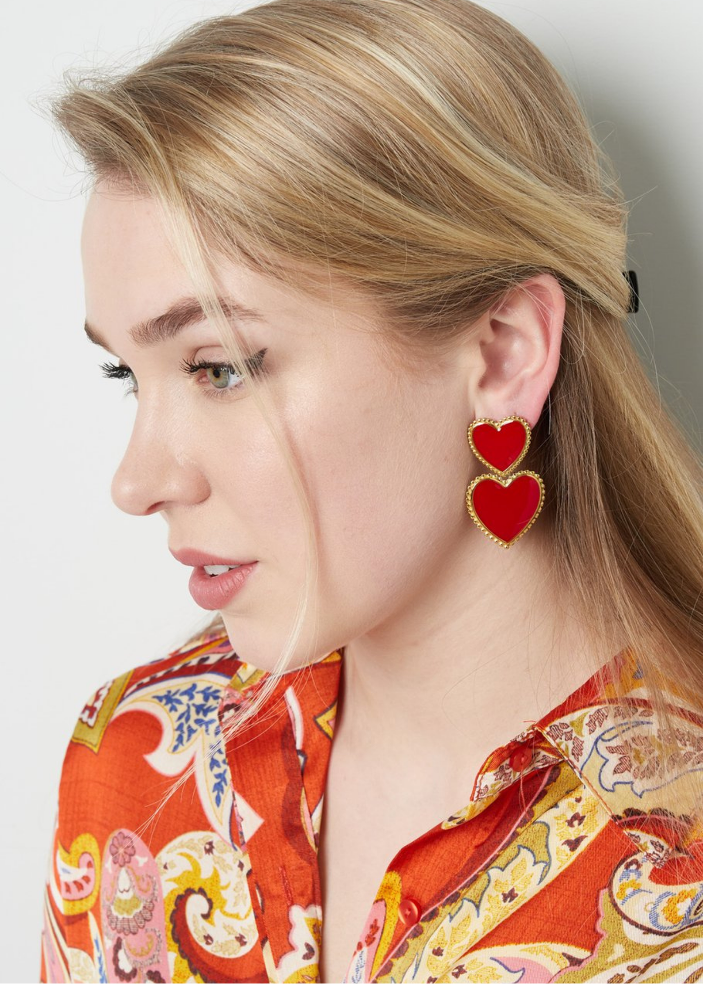 The Edit - Double Violet Heart Earrings