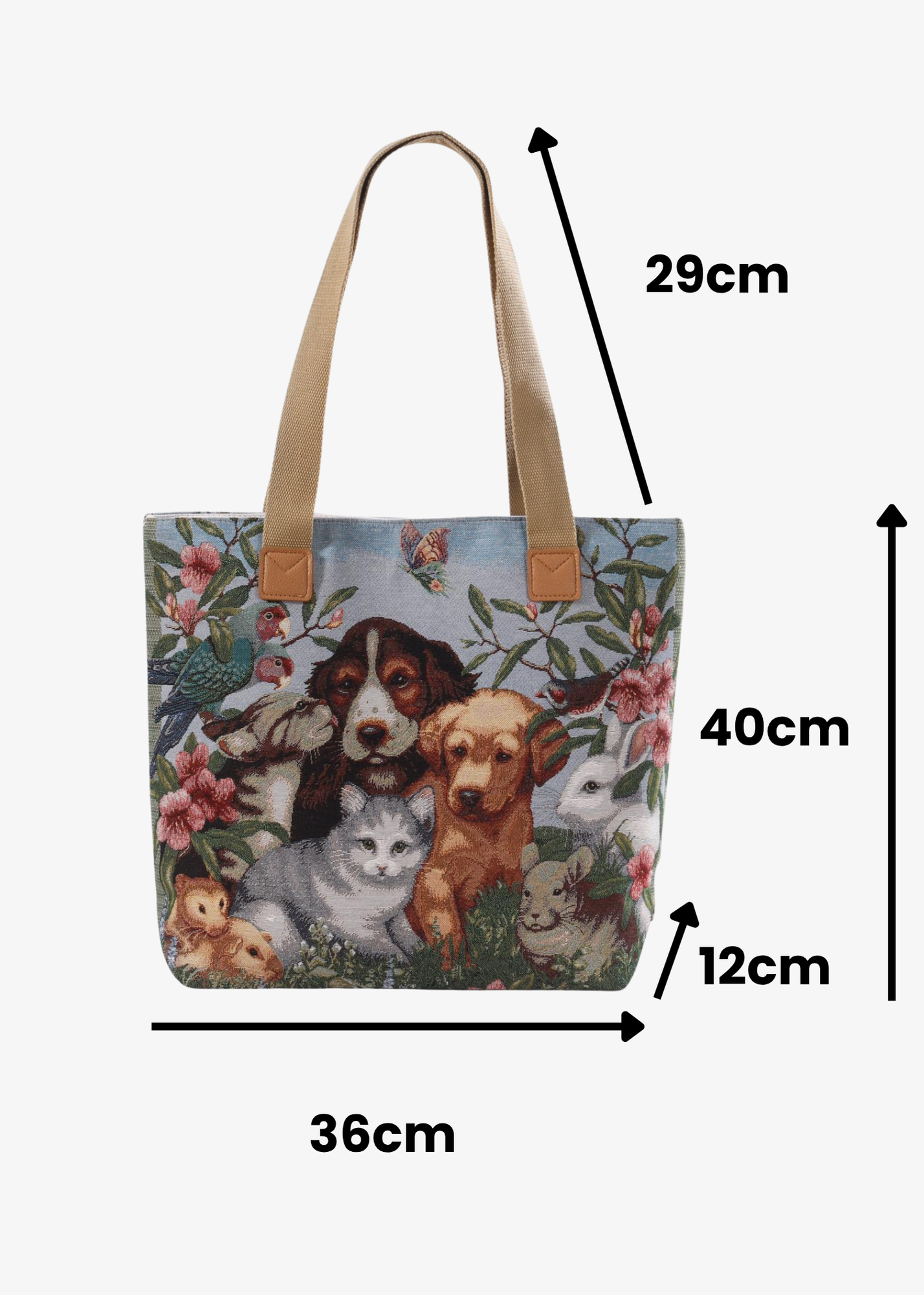 The Edit - Vintage-style Fluffy Friends Tapestry Tote Bag
