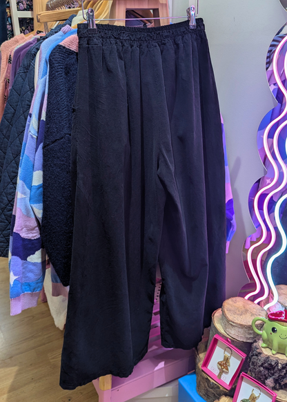 The Edit - Black Corduroy Wide Leg Trousers