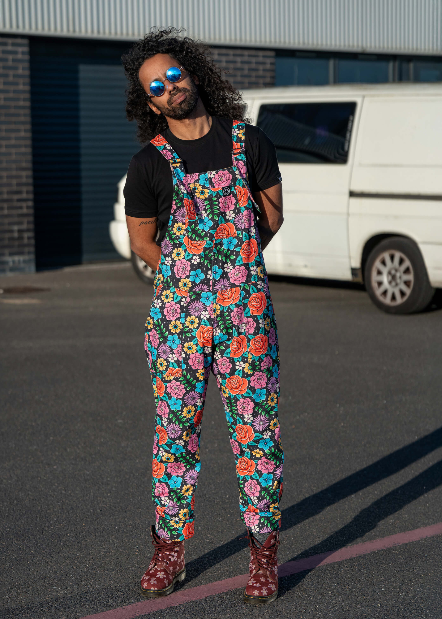 Rebel Romance - Tattoo Floral Stretch Dungarees