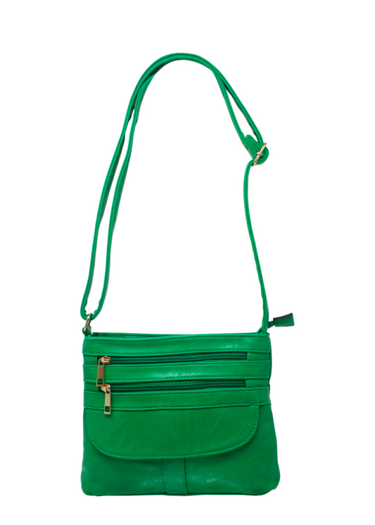 Thunder Egg - Vintage Style Faux Leather Cross-Body Bag in Apple Green