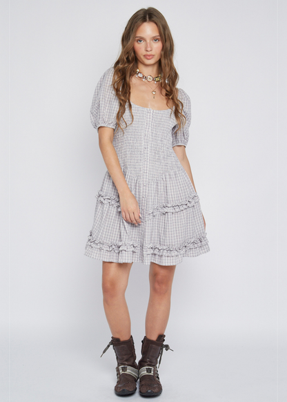 Daisy Street - Mae Grey Check Mini Dress
