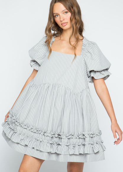 Daisy Street - Sugarplum Striped Frill Mini Dress