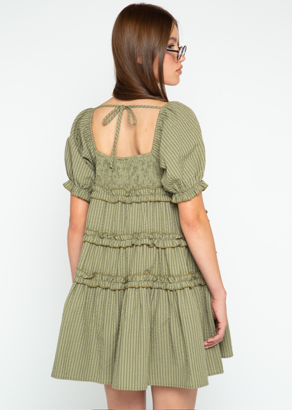 Daisy Street - Pine Striped Oversized Smock Dress
