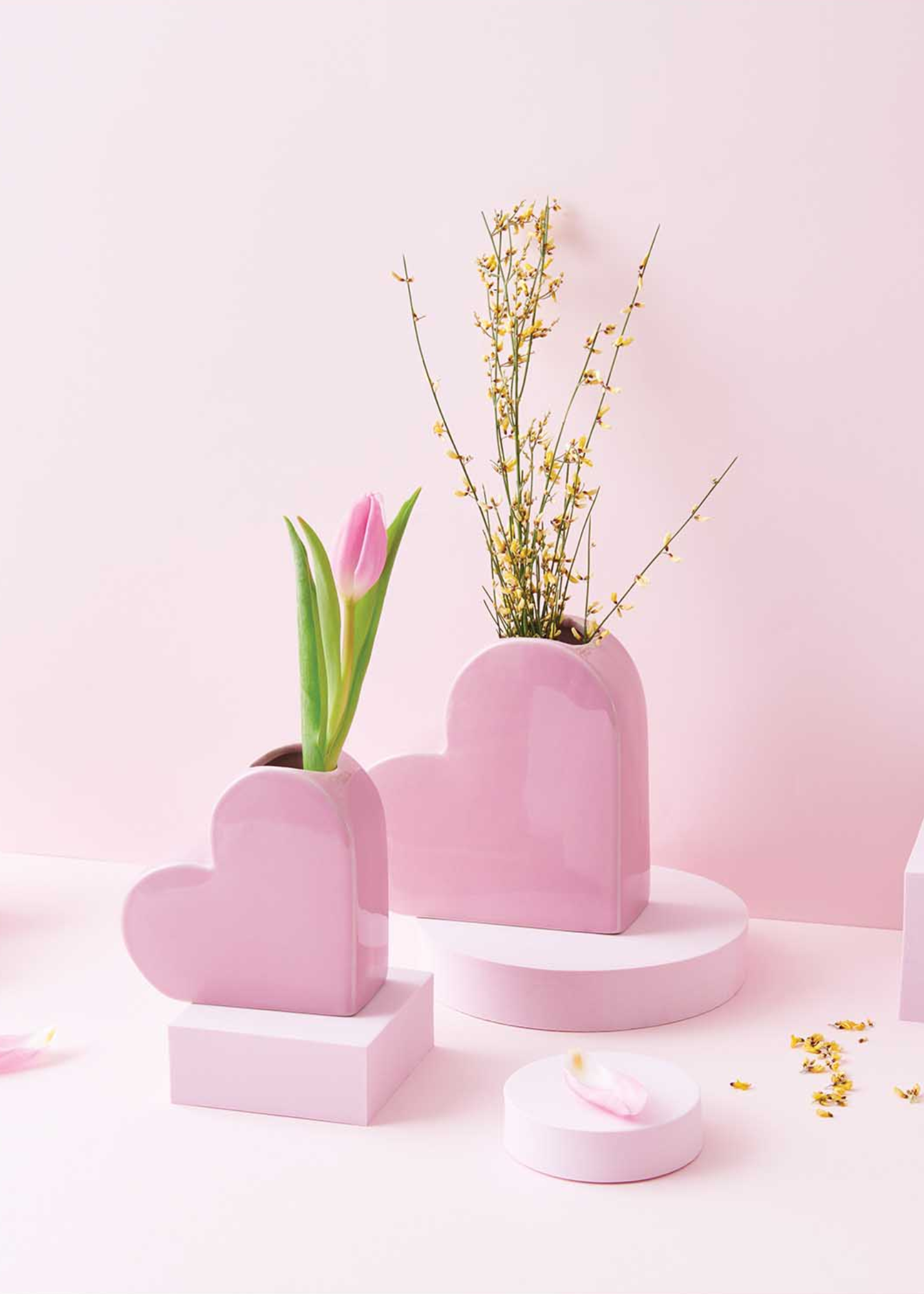 Rico Design - Large Pastel Pink Ceramic Heart Vase
