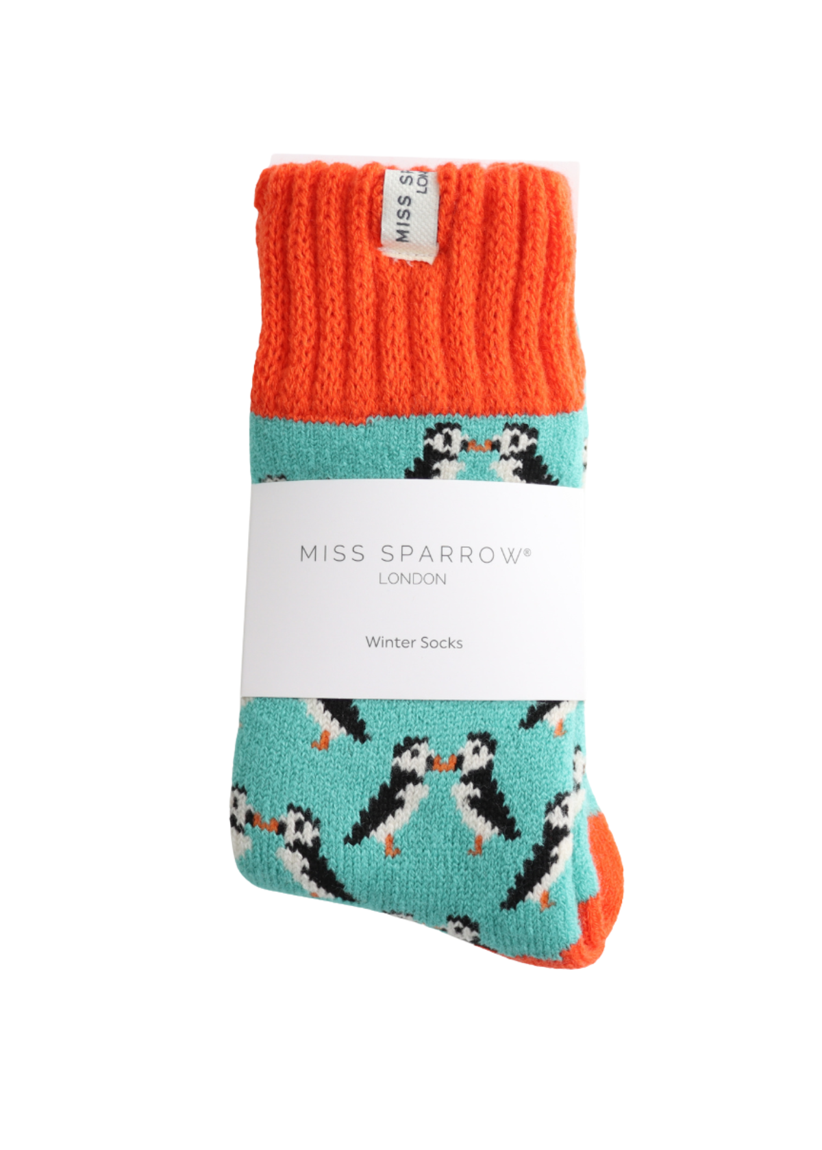 Miss Sparrow - Kissing Puffins Winter Duck Egg Socks