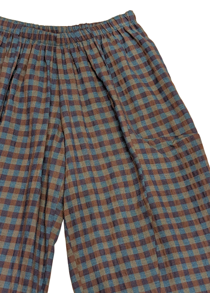 The Edit - Blue & Green Gingham Check Cocoon Trousers