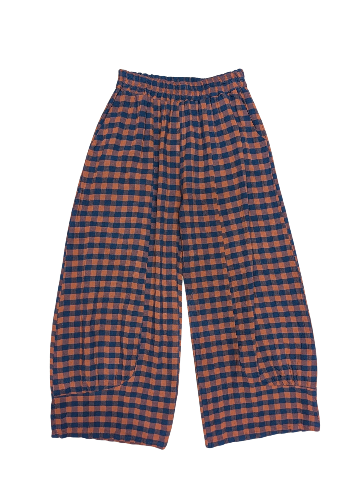 The Edit - Orange & Navy Checked Gingham Balloon Trousers