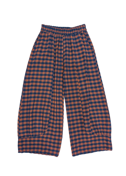 The Edit - Orange & Navy Checked Gingham Balloon Trousers