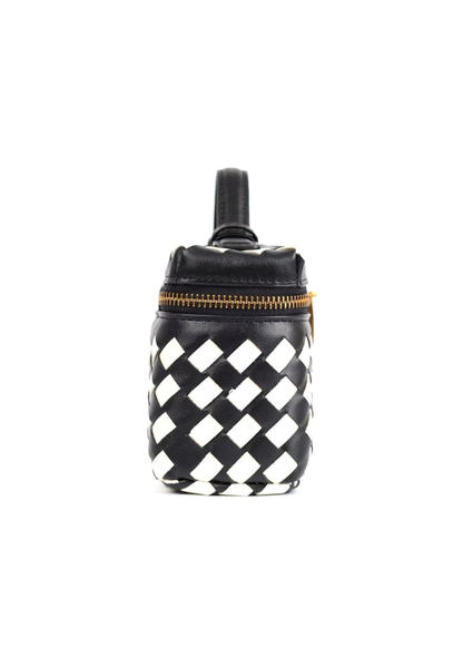 The Edit - Black & White Woven Check Cube Bag