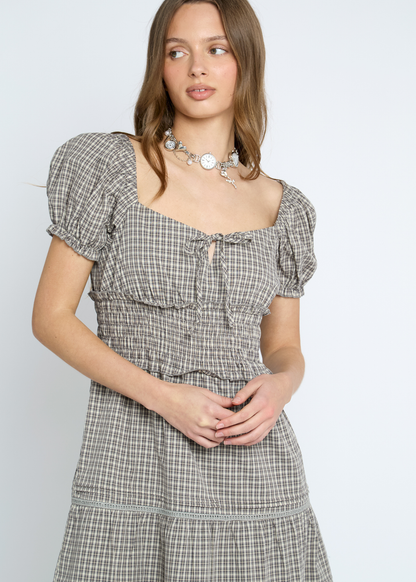 Daisy Street - Glaze Grey Check Midi Dress