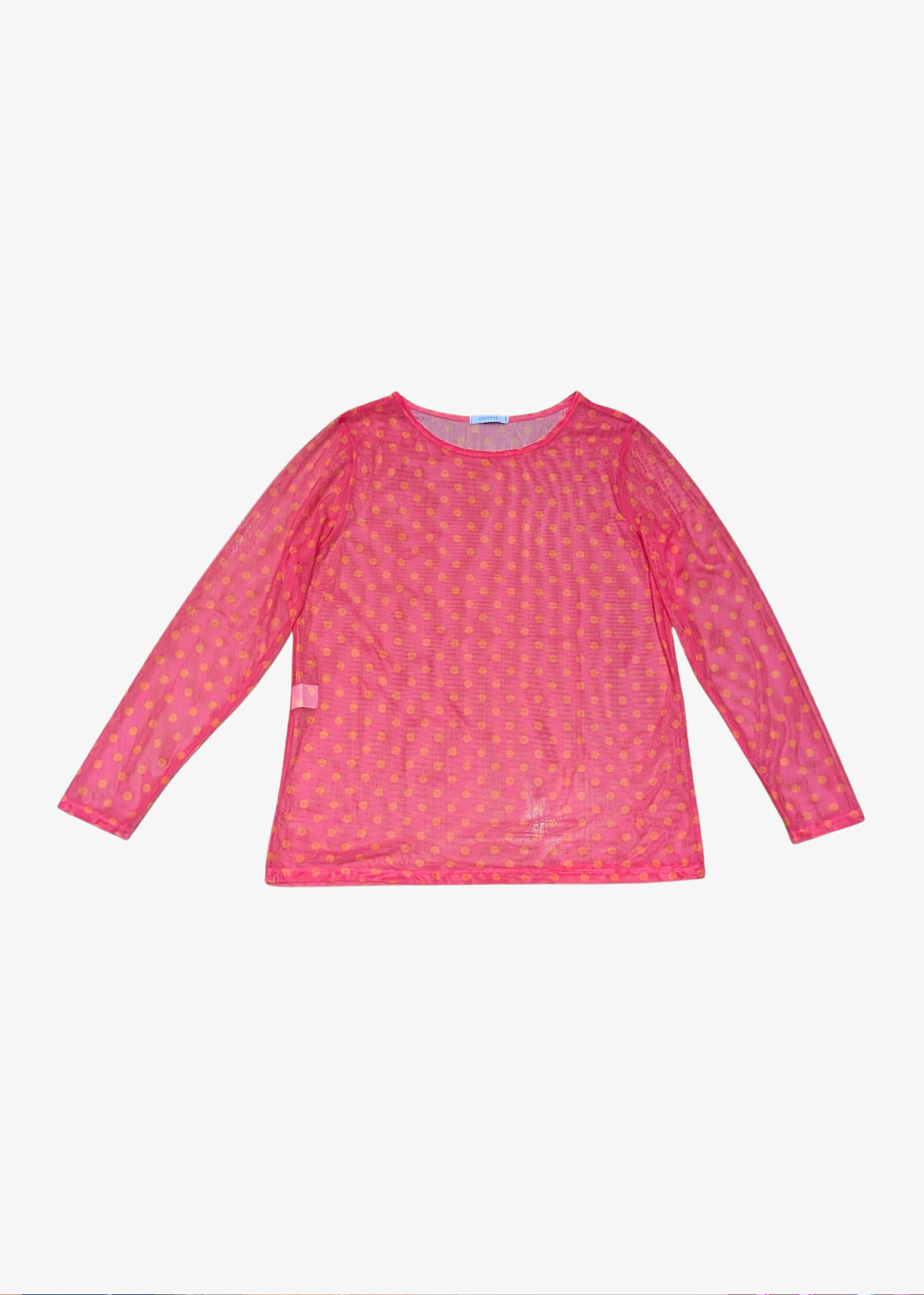 The Edit - Pink and Orange Spot Mesh Top
