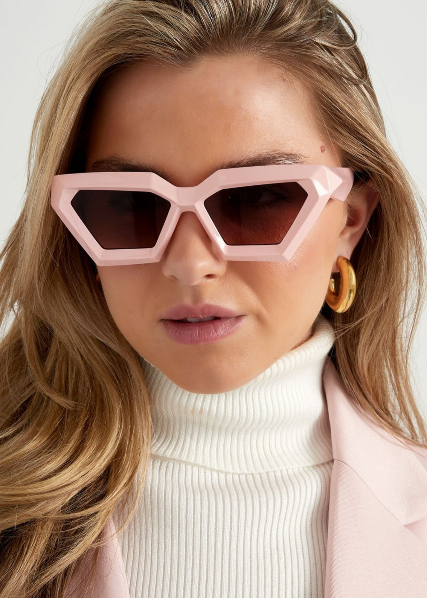 The Edit -  Angular Sunglasses in Taupe