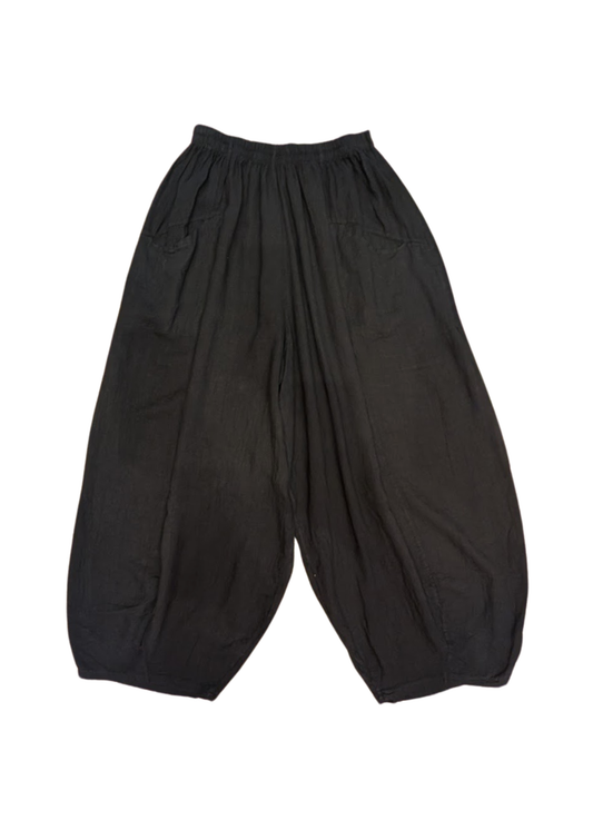 The Edit - Black Cocoon Linen Trousers