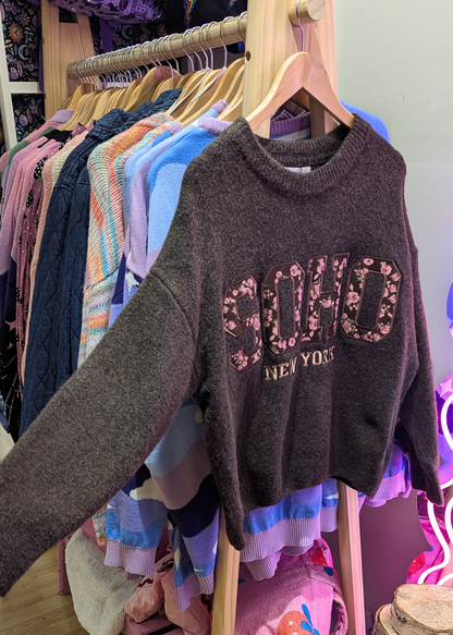 The Edit - Brown Floral Applique Soho Jumper