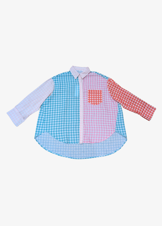 The Edit - Gingham Patchwork Oversized Shirt