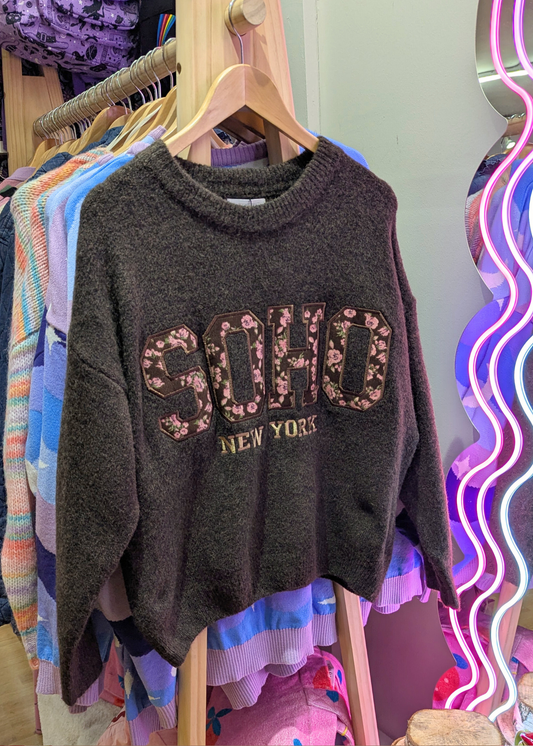 The Edit - Brown Floral Applique Soho Jumper