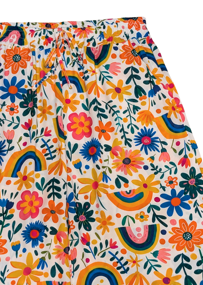 The Edit - Rainbow Flower Print Trousers