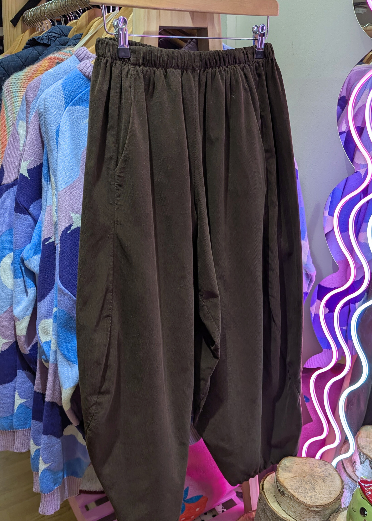 The Edit - Brown Needle Cord Cocoon Joggers