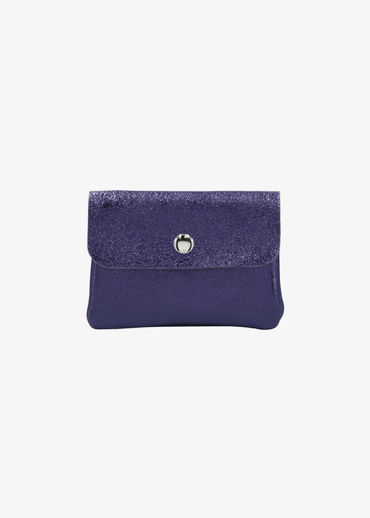 The Edit - Rectangle Leather Coin Purse in Midnight Blue