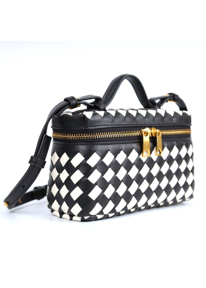 The Edit - Black & White Woven Check Cube Bag