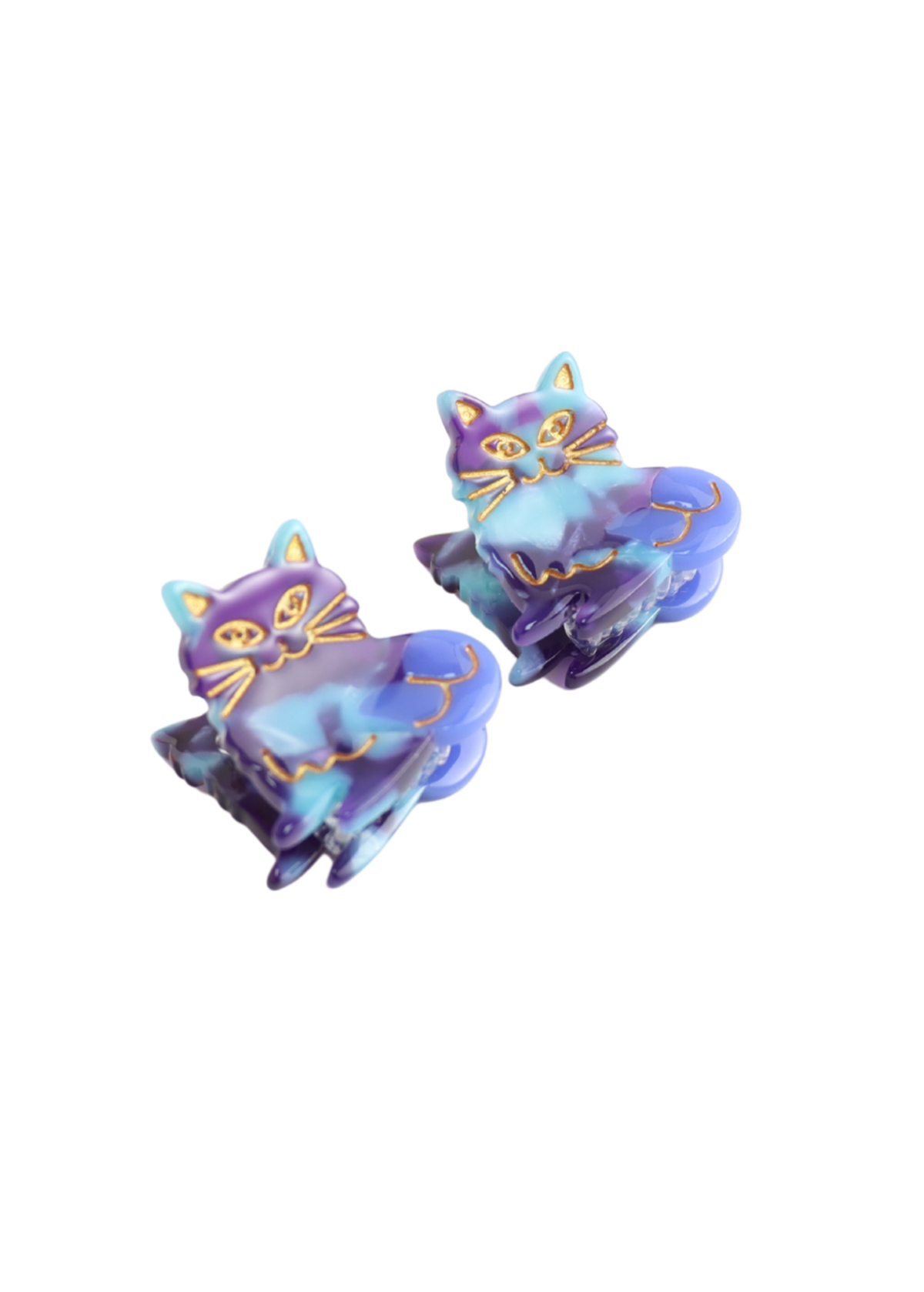 The Edit - Purple & Blue Marble Cat Claw Clips Twin Pack