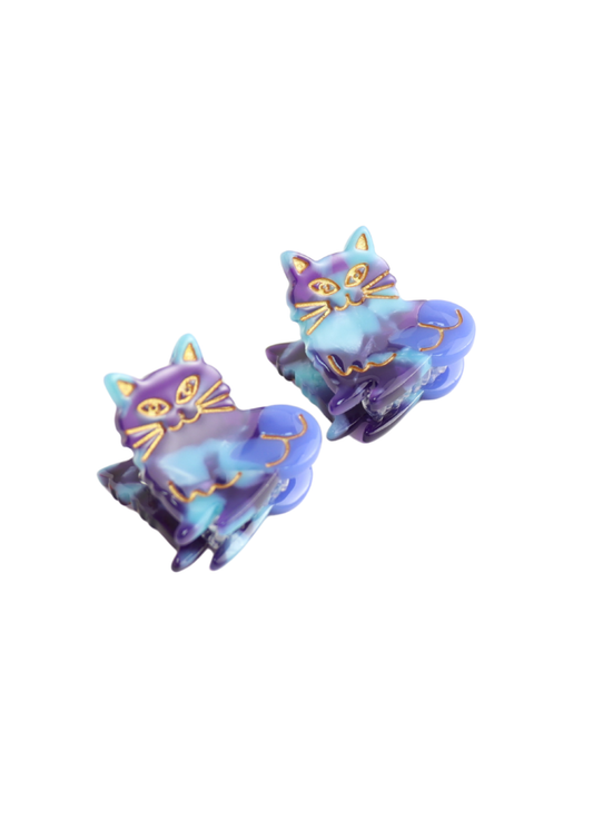 The Edit - Purple & Blue Marble Cat Claw Clips Twin Pack