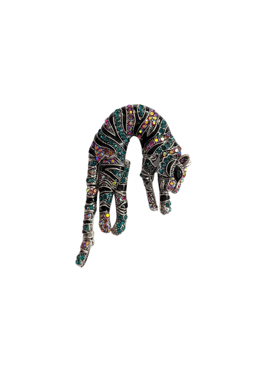 The Edit - Pink & Teal Articulated Tiger Brooch